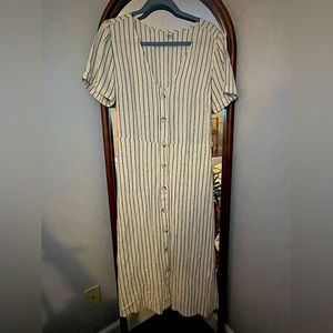 OLD NAVY Medium blue and white striped dress